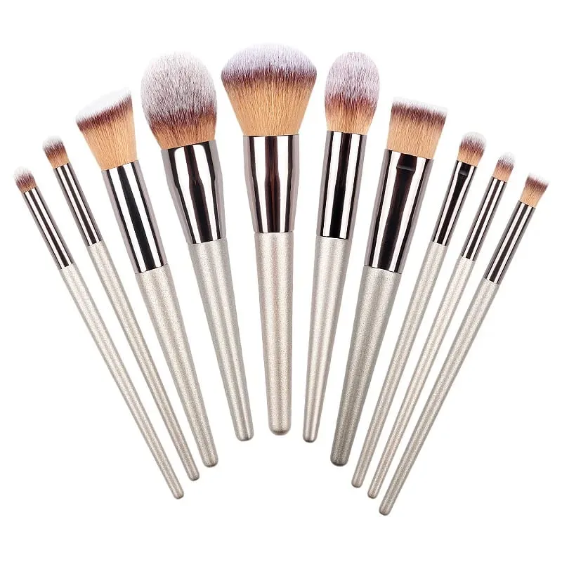 4/10/14/20PCS Champagne Gold Makeup Brush Set Foundation Powder Eyeshadow Blush Eyebrow Lip Brushes