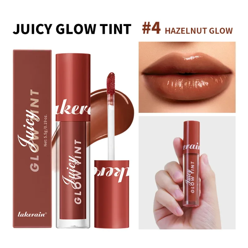 Juicy Glow Lip Tint Mirror Shine Lip Gloss Deep Hydrating Long-Lasting Dewy Moisturizing Non-Sticky High Shine Tinted Lip Makeup