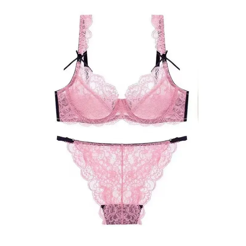 Lace Minimizer Bra for Women Ultra Thin Sponge Free Wirefree Full Coverage Big Breasts Look Smaller Push Up Set BANERDANNI — image 4