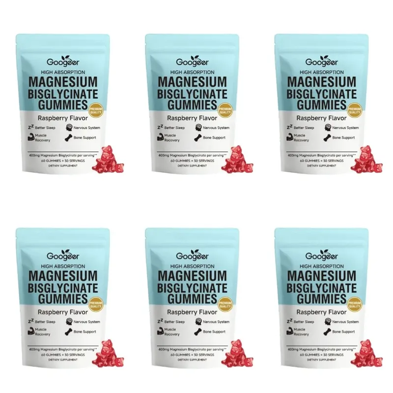 Magnesium Bisglycinate Gummies400mg Raspberry Flavor Supports Bone Health& Muscle Function Dietary Supplement for Adults60 Count