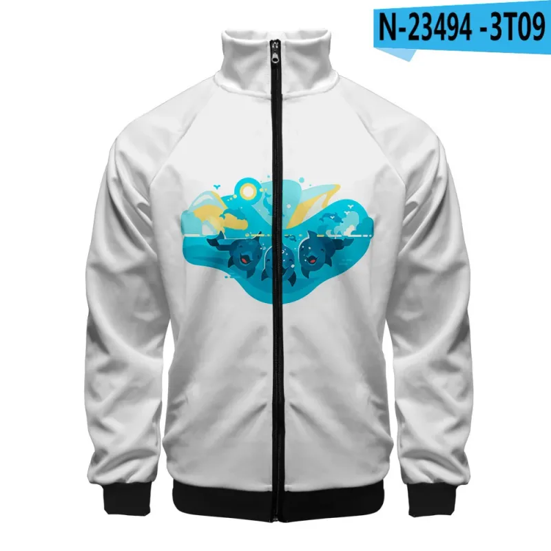 Popular Marine animals dolphin 3D Print Zipper Raglan Jacket Windbreaker Boys/Girls Comfortable Stand Collar Jackets Coats