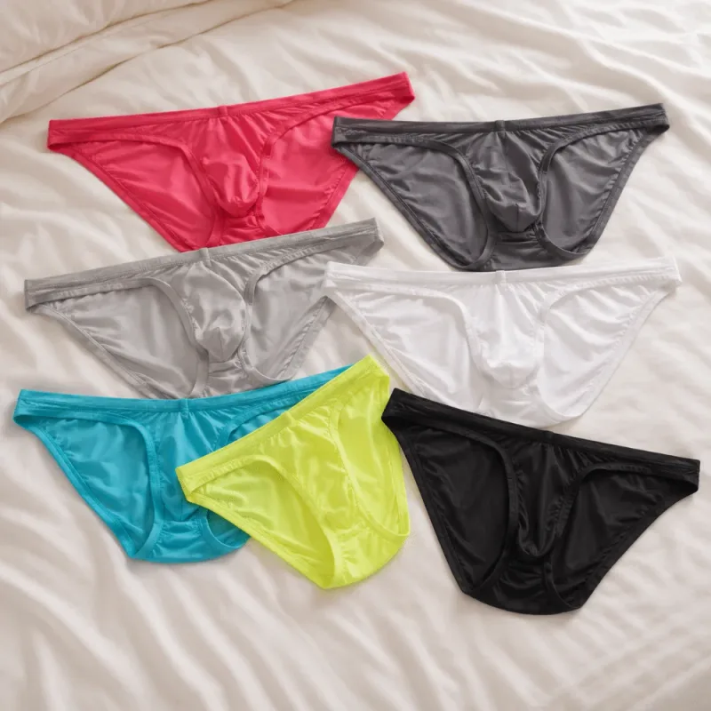 Breathable Low Waist Ice Silk Briefs Transparent Lingerie Bikini Briefs Ultra-Thin Mesh Men's Triangle Panties Summer — image 13