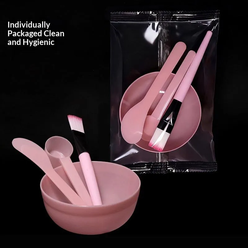 4Pcs DIY Facemask Mixing Tool Kit Facial Mask Bowl Stick Spatula Silicone Soft Face Brushes Spoons — image 2