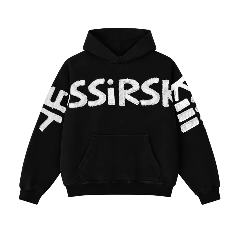 Y2K Men Oversized Hoodie Frayed Raw Edge Patch Letter Print Pullover Hooded Sweatshirt Multi Color Hip Hop Streetwear Hoodies — image 6