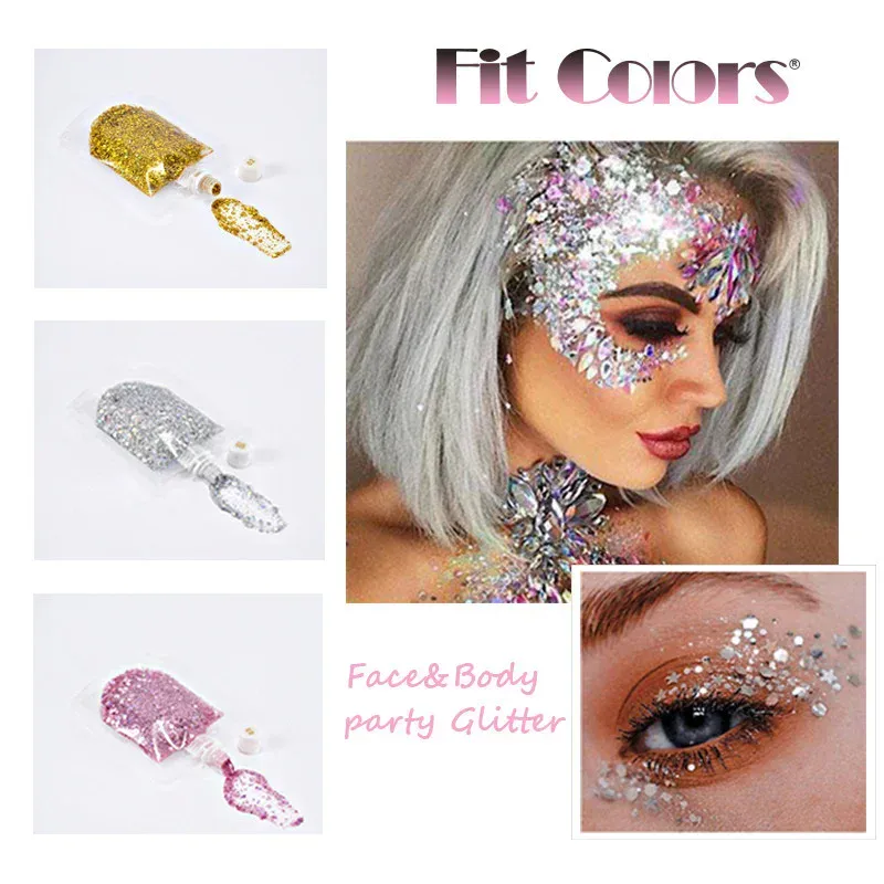 Gel à paillettes pour le visage et les yeux, crème scintillante pour scène, fête, maquillage coloré, lèvres, cheveux, ongles, cosmétique, Festival, fard à paupières, 40ML