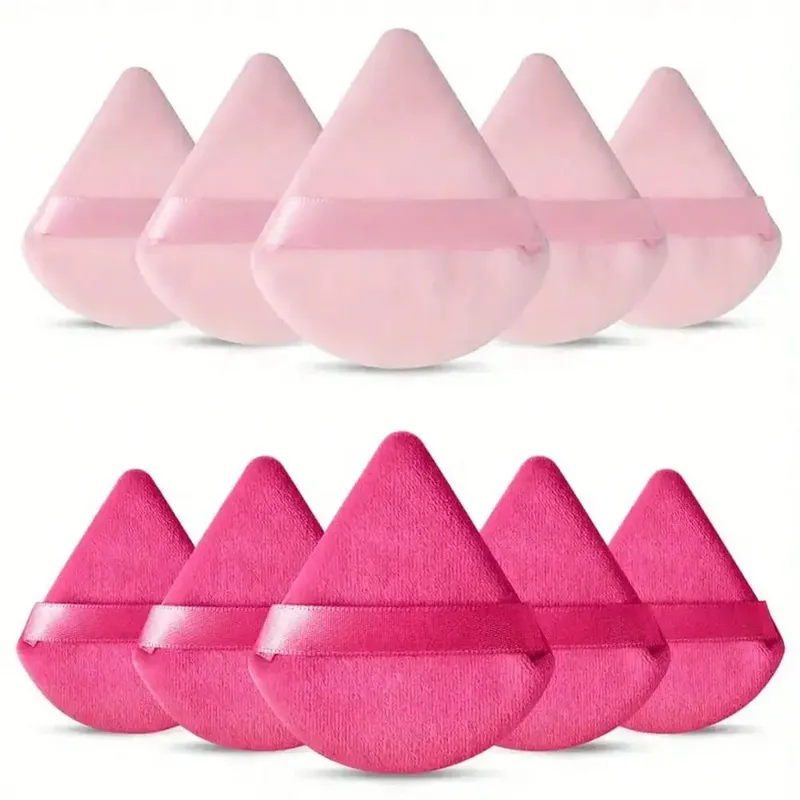 10 Pcs Triangle Velvet Powder Puff Pizza Flours Mini Face Makeup Sponge Cosmetics Washable Lightweight Makeup Tool