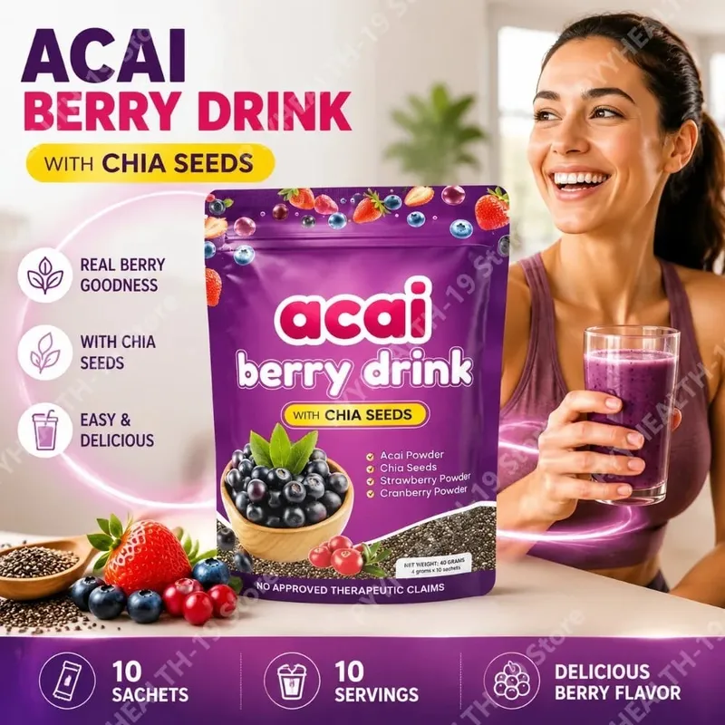 Acai Berry Drink Powder with Chia Seeds 
