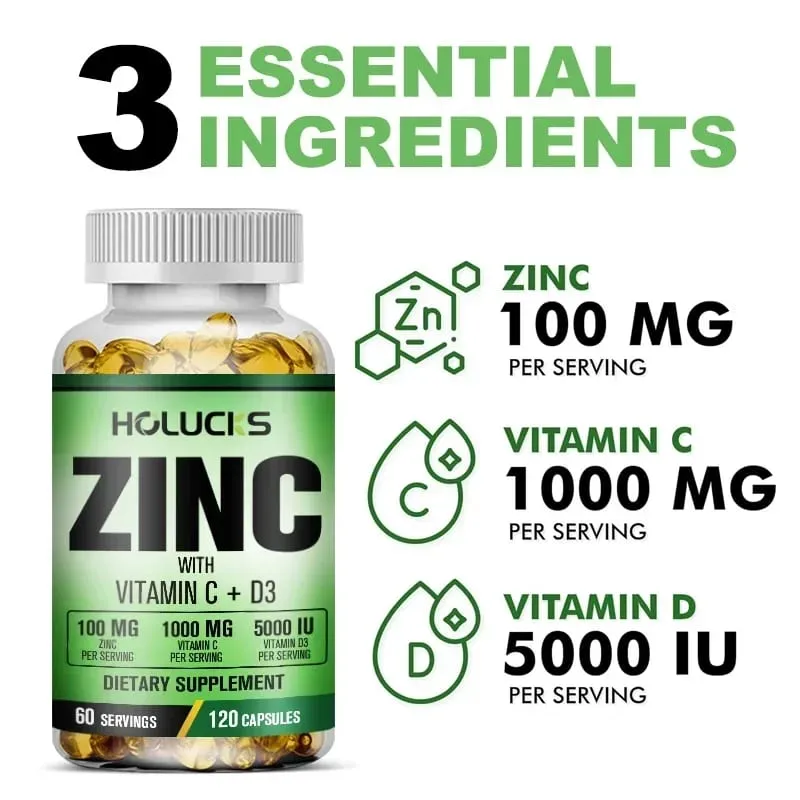 Buy 2 Get 2 Free! Zinc Capsules Support Strong Immunity & Overall Vitality Respiratory Health & Strong Bones Antioxidant