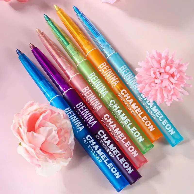 Shiny Chameleon Yellow Eyeliner Gel Pen Metallic Eyeshadow Multicolor Eye Liner Pearlescent Polarized Inner Eyes Pigment Makeup