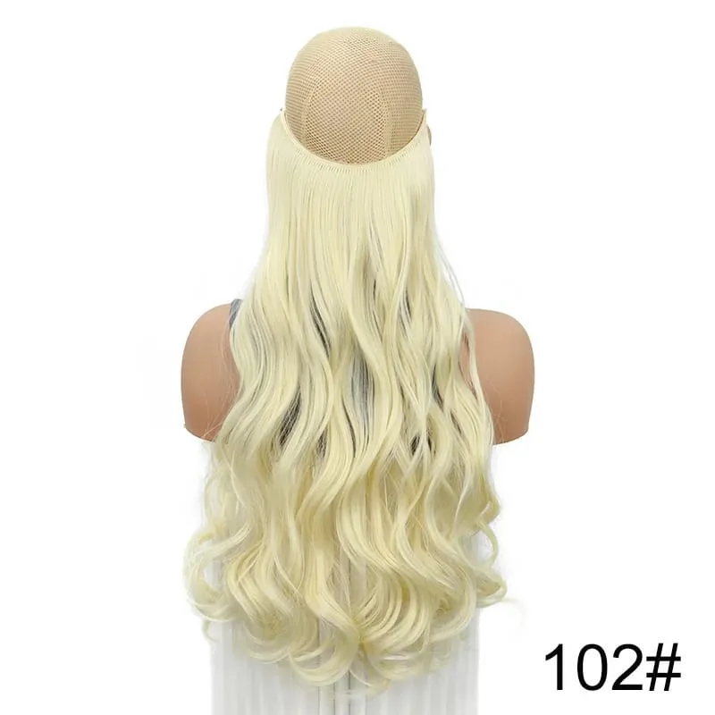 20Inch Synthetic Long Curly Invisible Wire Hair Extensions Headband Heat Resistant No Clips Hairpiece for Women — image 12