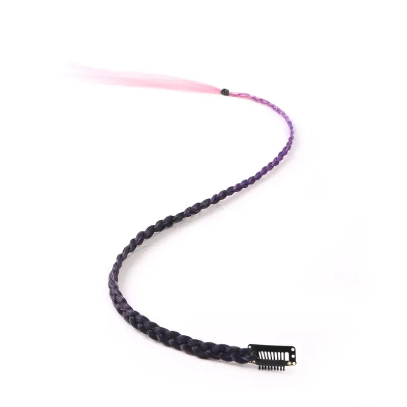 Synthetic 5 Pcs/Lot Clip-in Extension Para sa Babae Ponytail Rainbow Braid Hair Extension 22'' Ombre Hairpiece Box Braid na May Clip — image 16
