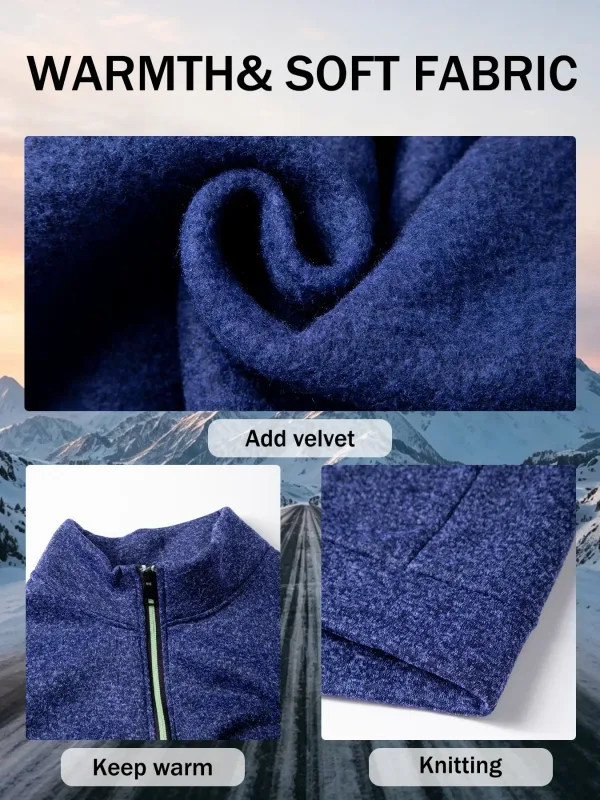 2Pcs Set Men 1/4 Zip Mock Neck Sweatshirt, Fleece Lined Pullover with Ribbed Cuffs Warm Casual Top for Fall Winter Daily Wear — image 6
