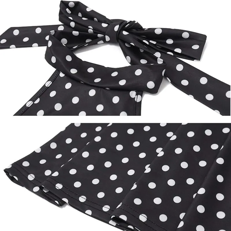 Polka Dot Short Dresses Women Elegant Off Shoulder Backless High Waist Halter Mini Dress Y2K Summer Fashion Club Party Vestidos — image 6