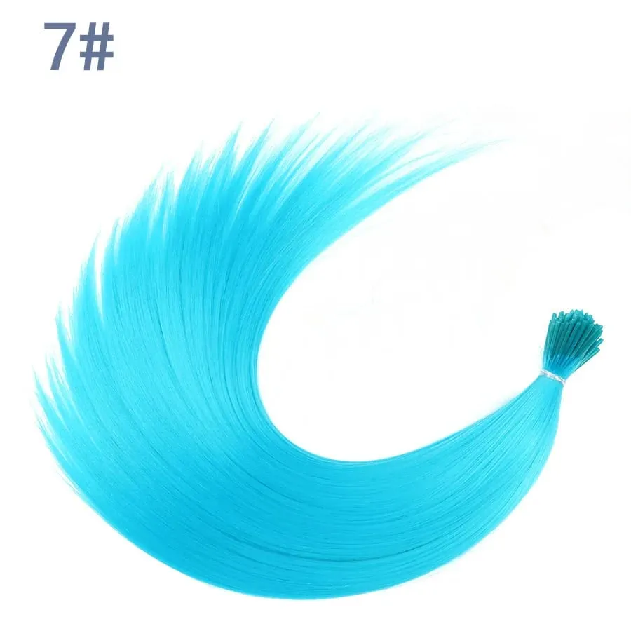 50 Strands/Pack Synthetic Colored I-Tip Stick Hair Extensions Straight Hair 16 Inch For Women High Temperature Fiber Hairpieces — image 15