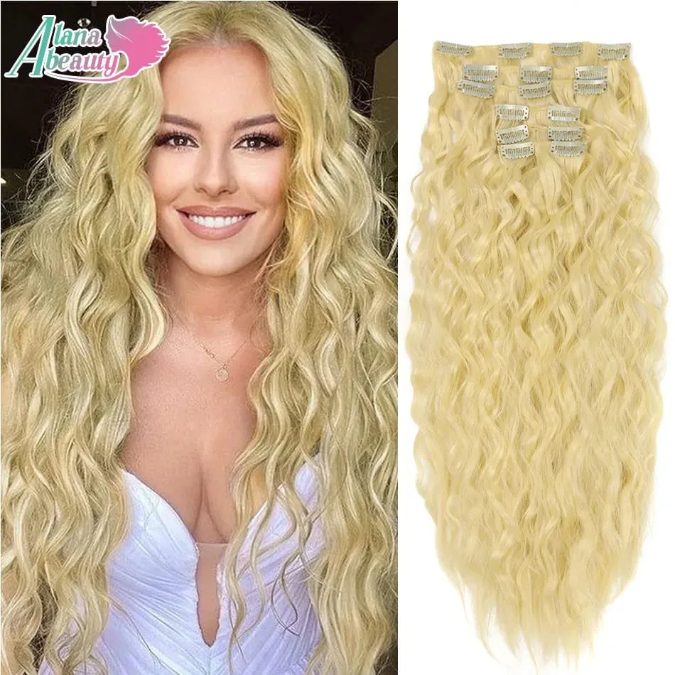 Alana 28inch Synthetic Long Water Curly Clip In Hairpieces Hair Extensions Kinky Curly Clip-in Hair Heat Resistant Organic Fiber
