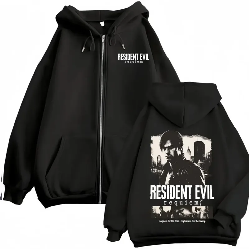 Limited Leon Kennedy Zip Up Hoodies Resident Evil Requiemm Jacket Sweatshirt Men Women Violence Aesthetic Zipper Pullovers Coats — image 1