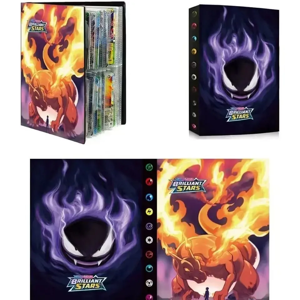 240pcs Fire Dragon Card& Diablo-Fire Dragon Card Book Charizard Cards Album Book Game Card VMAX GX Holder Binder Series Gift