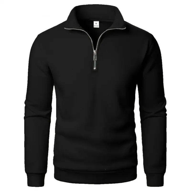 Spring Autumn new Casual Half Zipper stand collar sweatshirt Trend Simple slim men Pullover long sleeve tops Men's sweatshirt — image 1