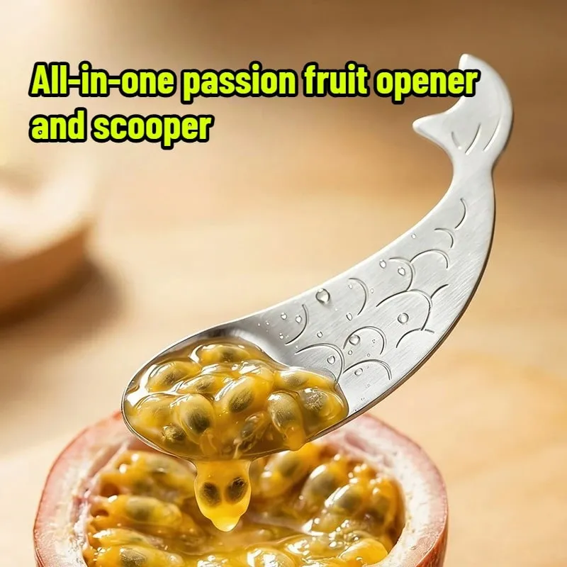 Dual Function Passion Fruit Cutting Scooping Tool Integrated Stainless Steel Fruit Spoon Easy Clean Kitchen Gadget — image 4