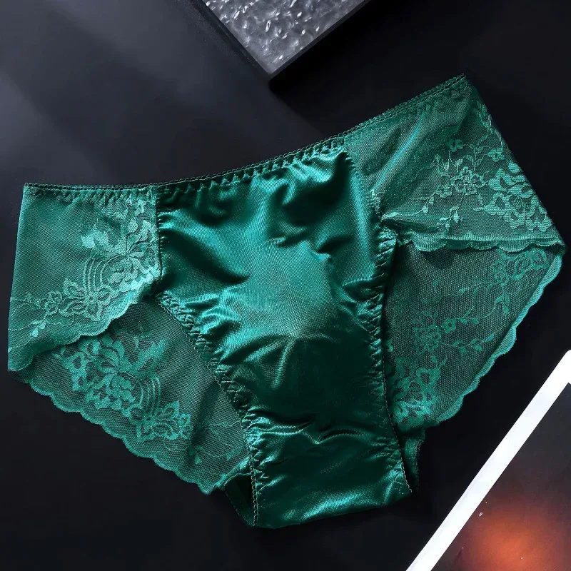 Erkek Dantel Külot 3d U Dışbükey Kese Iç Çamaşırı Buz Ipek Nefes Ince Iç Çamaşırı Seksi Alçak Külot Sissy Feminizasyon