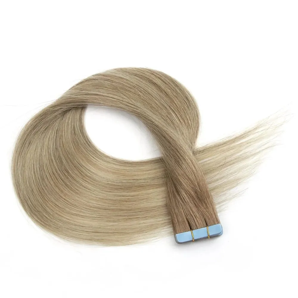 Real Human Hair Tape in Extensions 16'' 20'' Natural Straight High Light Seamless Tape Hair On Double Sided Tape 20pcs 30g/pack
