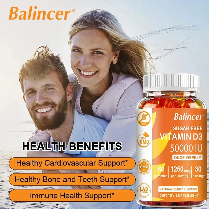 Vitamin D3 hiệu lực cao 50 000 IU - Hỗ trợ miễn dịch Xương Răng Sức khỏe tim và thần kinh Chất chống oxy hóa - Không chứa gluten Không biến đổi gen — image 6