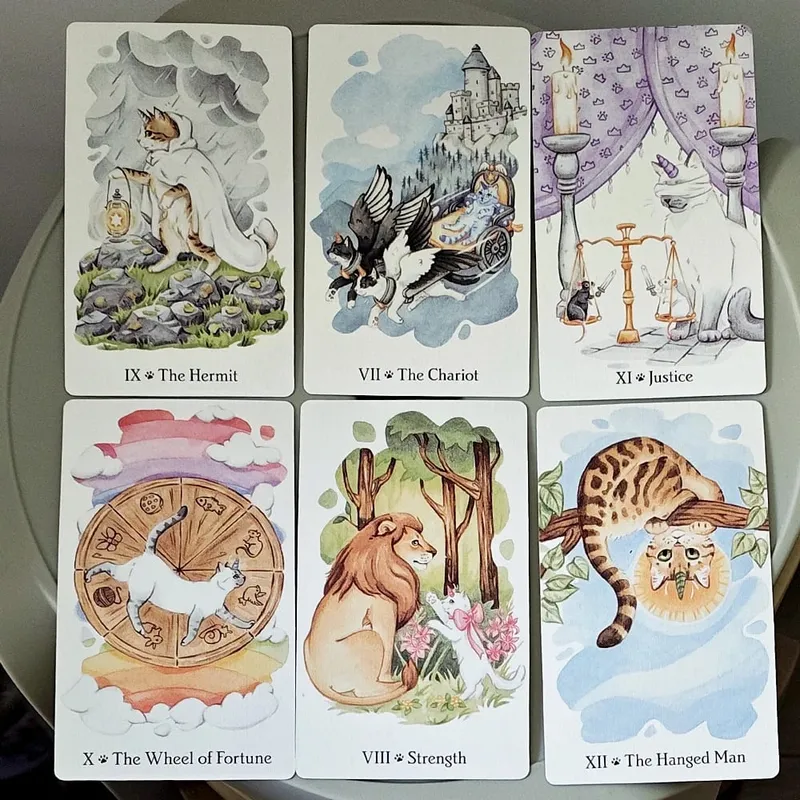 Deck in Rigid Box 78 Whimsical Watercolor Cat Cards Double-embossed Indie Deck for Cat Enthusiasts