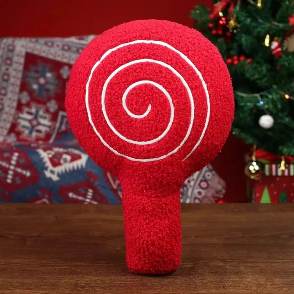 New Soft Christmas Cartoon Pillow Red Plush Red Decoration Pillow Candy Crutch Living Room Sofa Cushions Christmas