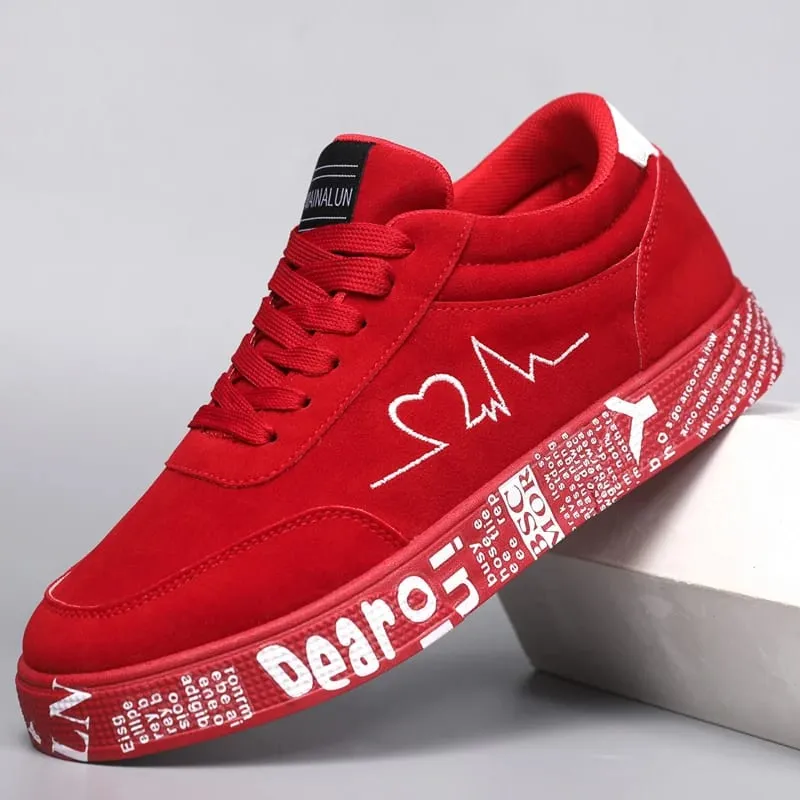 Breathable Mid-Top Sneakers Heart & Music Graphic Design Casual Streetwear Shoes for Couples Valentine's Day & Birthday Gift — image 2