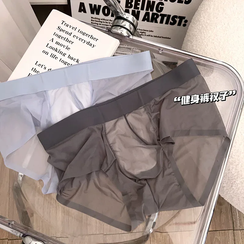 Transparent Men's Briefs Ultra-thin Ice Silk Quick Dry Panties Sexy U Bulge Pouch Man Underwear Breathable Underpants Cuecas — image 20