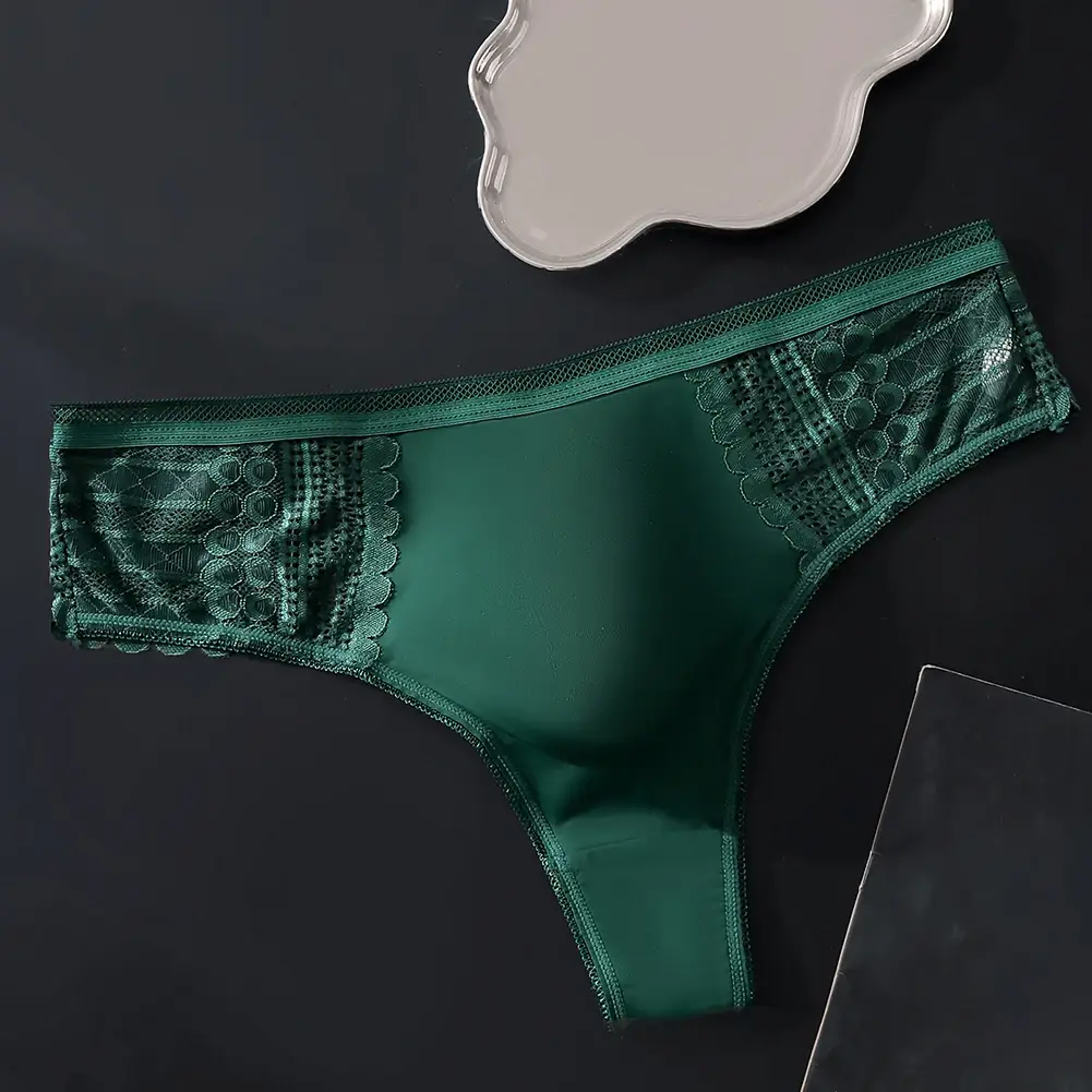 1pc masculino sexy cuecas de renda sem costura gelo seda g-string roupa interior 3d bulge bolsa sólida tanga alta elástica calcinha respirável — image 9