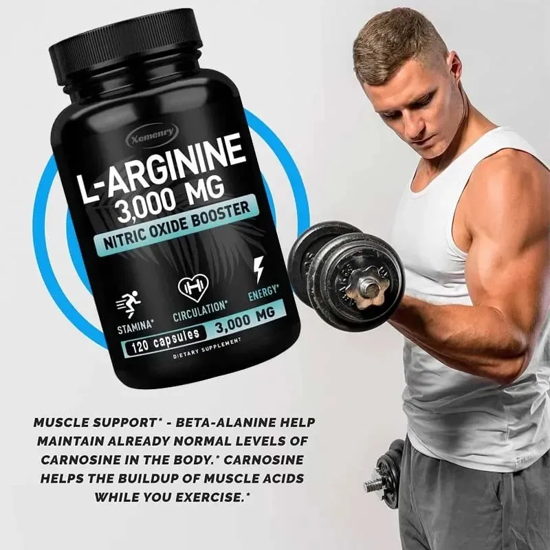L-Arginine 3000mg - for Energy Strength and Endurance Support During Exercise | Muscle Mass Non-GMO