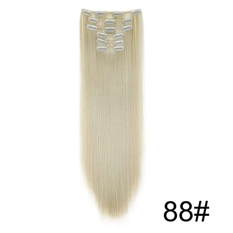 24Inch Synthetic 6pcs/set Long Straight Hair Extension Increasing Volume Extending Soft Comfortable Hairpiece for Women — image 25