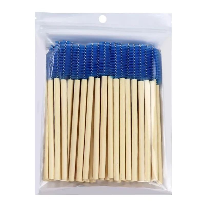50Pcs Bamboo Handle Eyelash Brushes Mascara Wands Applicator Eye Lashes Extension Brush Eyebrow Spoolie Brushes Makeup Tool