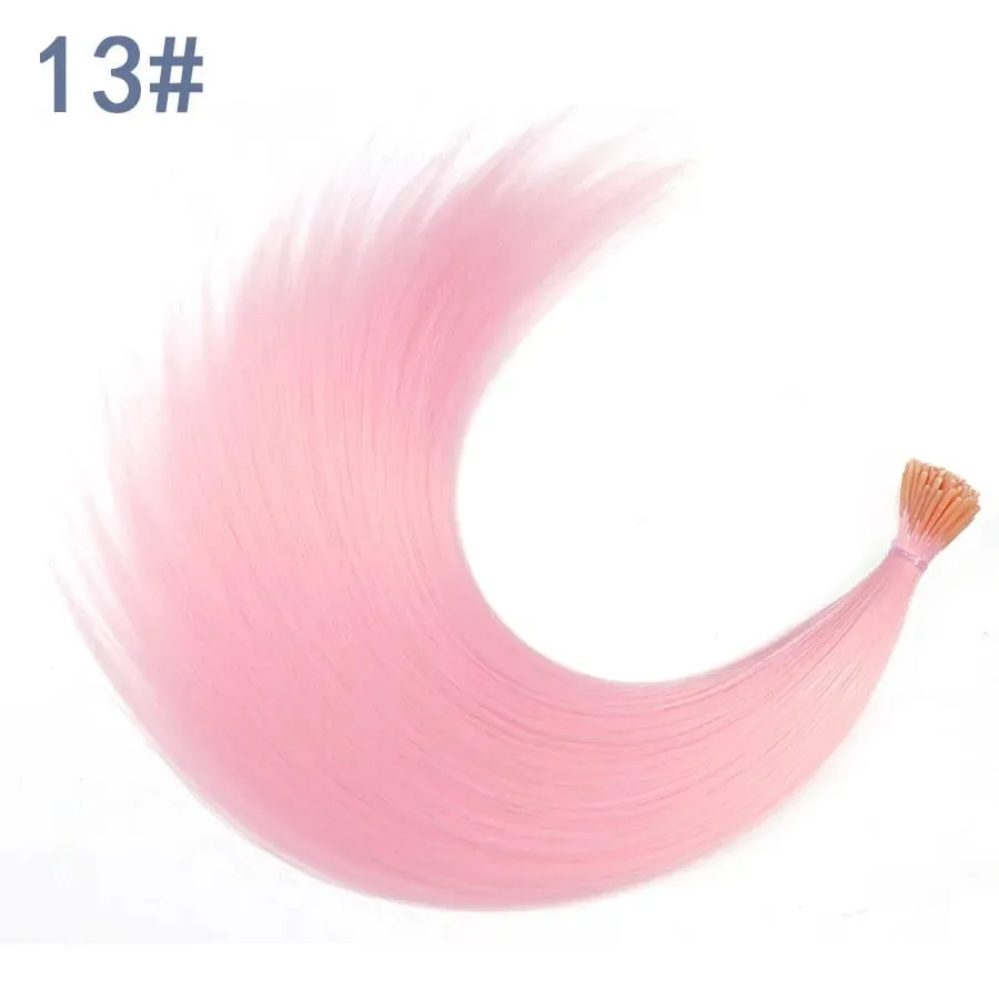 50 Strands/Pack Synthetic Colored I-Tip Stick Hair Extensions Straight Hair 16 Inch For Women High Temperature Fiber Hairpieces — image 8