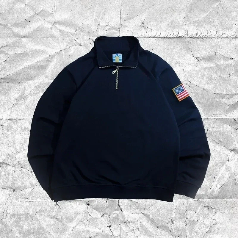 Y2K Retro Quarterzip Pullover Hoodie Embroidery Sweatshirt American Vintage Old Money Casual Streetwear Unisex Oversized Coat — image 3