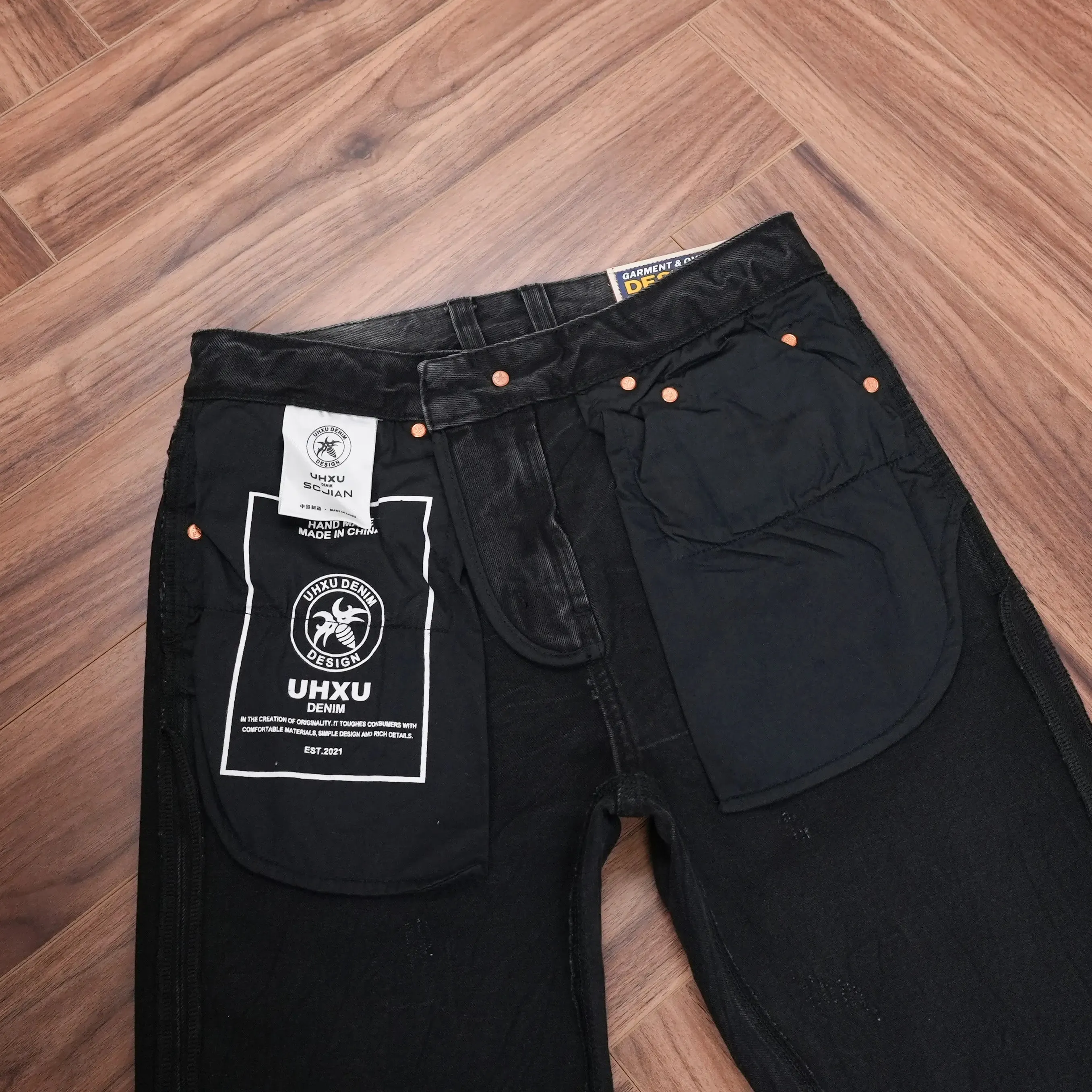 High Quality Spring Washed Blackgray Denim Jeans for Men Ripped Hole Distressed Design Regular Straight Comfortable Casual Pants — image 4