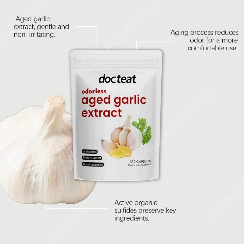 Odorless Garlic Oil Capsules 2 Years Aged Garlic Extract Softgels Supports Immune Heart Health Boosts Energy & Antioxidant Power