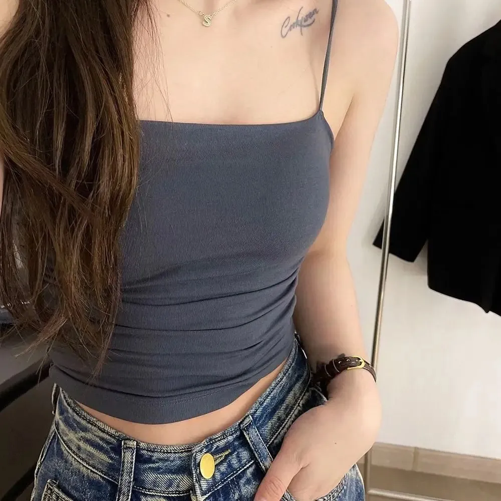 Square Collar Women's Vest with Breast Pads Free Size Beautiful Back Underwear Anti-light Fixed Cup Slim Back Slim Sling Summer — image 14