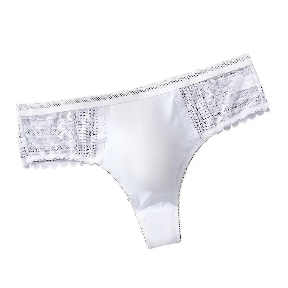 1pc masculino sexy cuecas de renda sem costura gelo seda g-string roupa interior 3d bulge bolsa sólida tanga alta elástica calcinha respirável — image 7