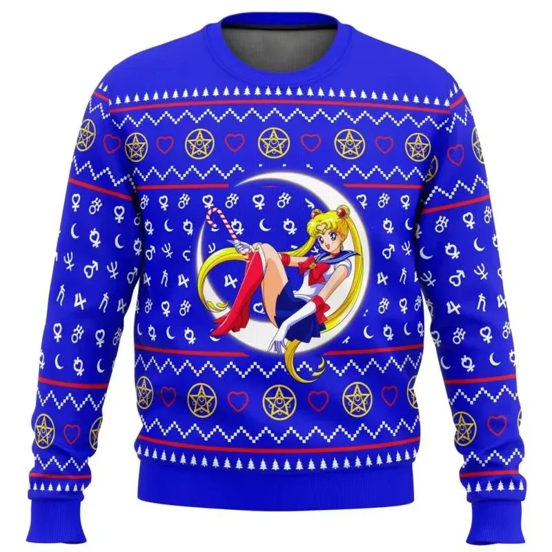 Sailor moon natal feio camisola anime 3d moletom topos outono e inverno cosplay papai noel pulôver dos desenhos animados suétere — image 11