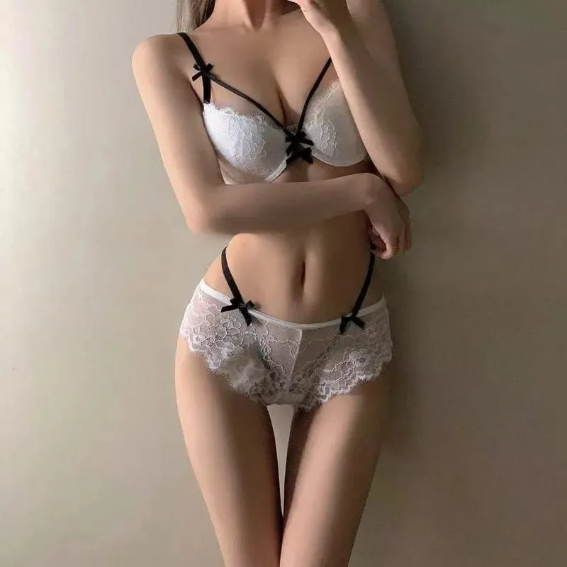 Push Up Bra Set 32-38 AB SL French Lace Underwire Luxury Bow Bralette Allure Support Breathable Comfort Summer Flash Sale — image 4