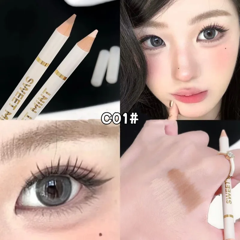 Double-ended Silkworm Eyeliner Shadow Pen 2 in 1 Nude Pink Brightening Highlighter Makeup Pencil Lasting Waterproof Eye Makeup