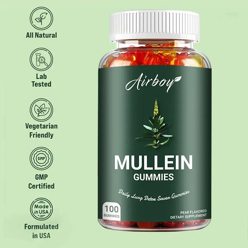 Mullein Gummies - Supports Clear Lungs & Respiratory Health Natural Detoxification Enhanced Immune Function