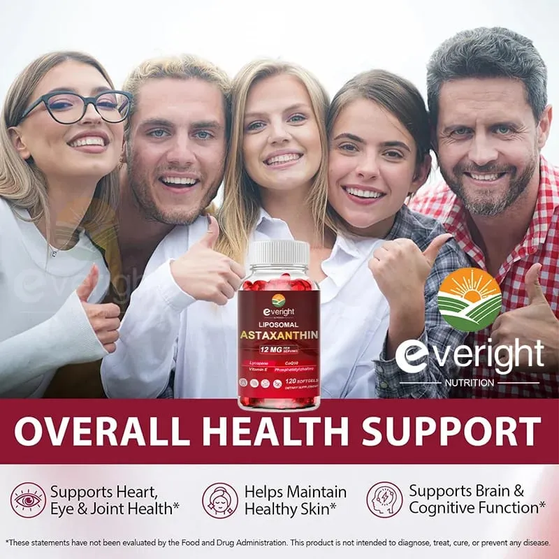 Liposomal Astaxanthin Supplements na may Lycopene CoQ10 Lutein Vitamin B6 E Zinc Antioxidants para sa Malusog na Balat na Pagtanda ng Mata — image 5