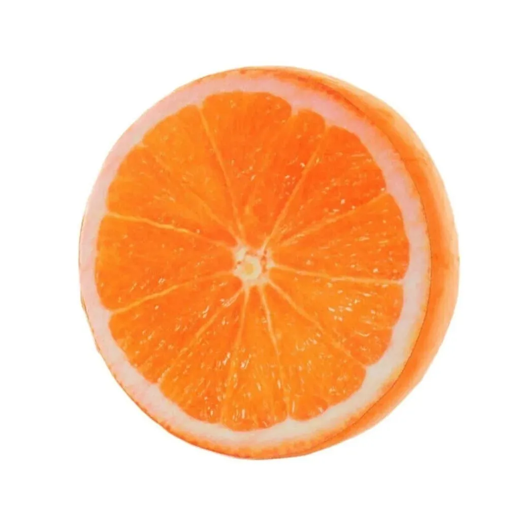 Cute Round Fruit Pillow Fruit Slice Print Plush Fabric Seat Cushion Stuffed Inner Simulation Plush Pillow Sofa Decor