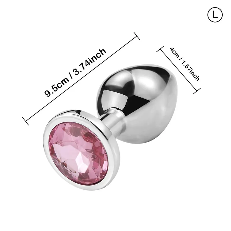 Luxury Metal Anal Plug Set Jewel Butt Trainer Kit Adult Toys for Men Women Couples Beginners Sex Gifts Large Medium Small Pink — image 10