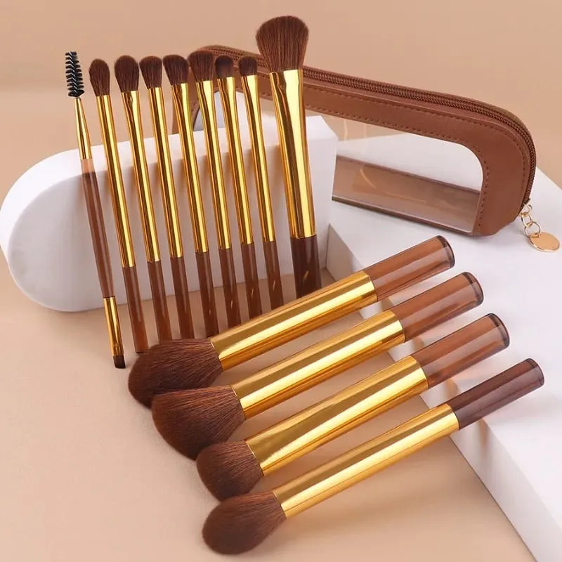 Professional 13Pcs Makeup Brush Set 13 High Precision Brushes with Portable Storage Bag Cosmetic Tools for Foundation Blending