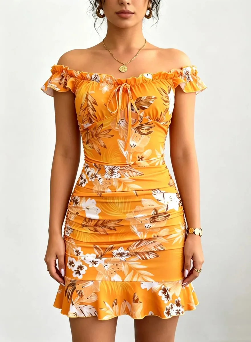 Ladies' spring and summer elegant casual comfortable decoration mini skirt long waist cinched pleated dress
