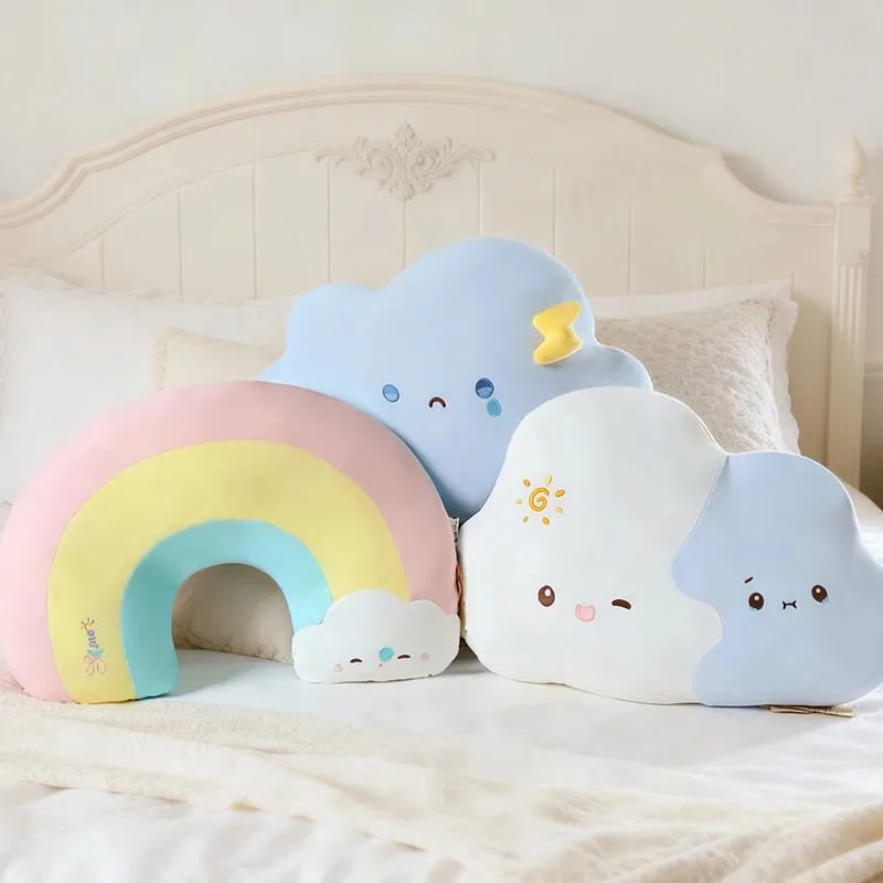 Creative Weather Series Rainbow Cloud Plush Pillow Soft Cute Cartoon Kawaii Stuffed Doll For Kids Sofa Cushion Home Decor